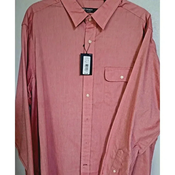 Cremieux Classics Mens Shirt Large Button Long Sleeve Red 100% Linen Classic Fit - Picture 1 of 4
